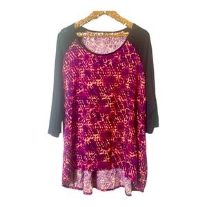 Belle Gray Lisa Rinna Printed Boho High Low Tunic Top Plus Size 2X